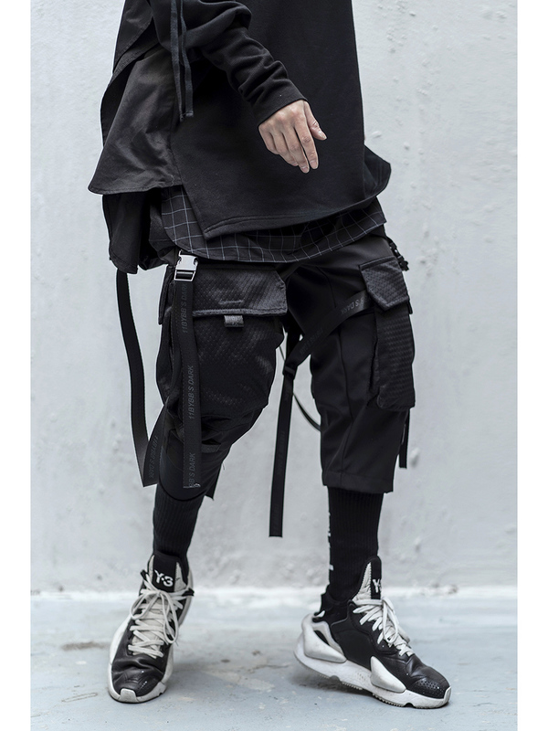 Techwear Cargo Pants Men Black Japanese Streetwear Jogger 220330
