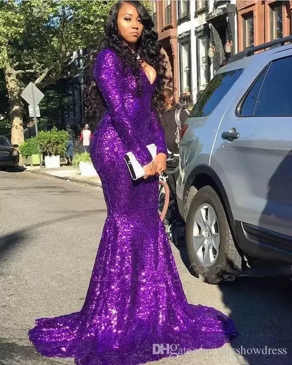 Purple V Neck Sequins Mermaid Long Prom Dresses 2022 Long Sleeves Ruched Formal Celebrity Evening Party Gowns Plus Size BC4023, Same as picture
Purple V Neck Sequins Mermaid Long Prom Dresses 2022 Long Sleeves Ruched Formal Celebrity Evening Party Gowns Plus Size BC4023, Same as picture