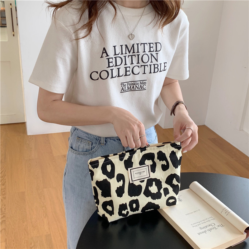 Pink Leopard Pattern Women s Clutch Purse Handbags Retro Jacquard Canvas Ladies Storage Cosmetic Bag Girls Student Pouch Wallet 220630