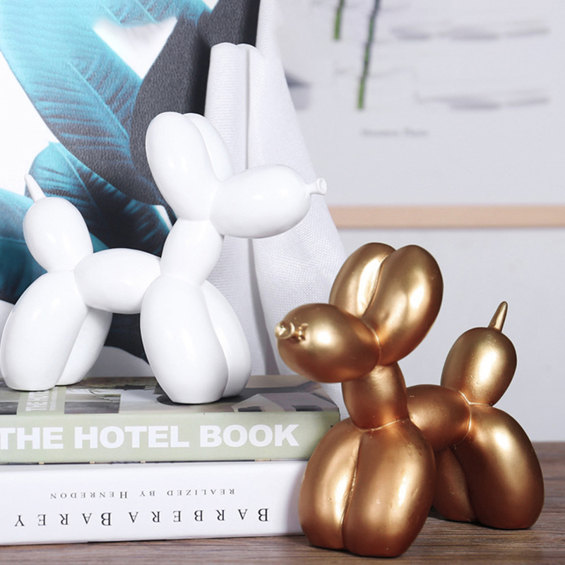 Dog Sculpture Balloon Art Statue Mini Collectible Figure Home Decoration Resin Figurine Desk Accessories Room Decor 220614
