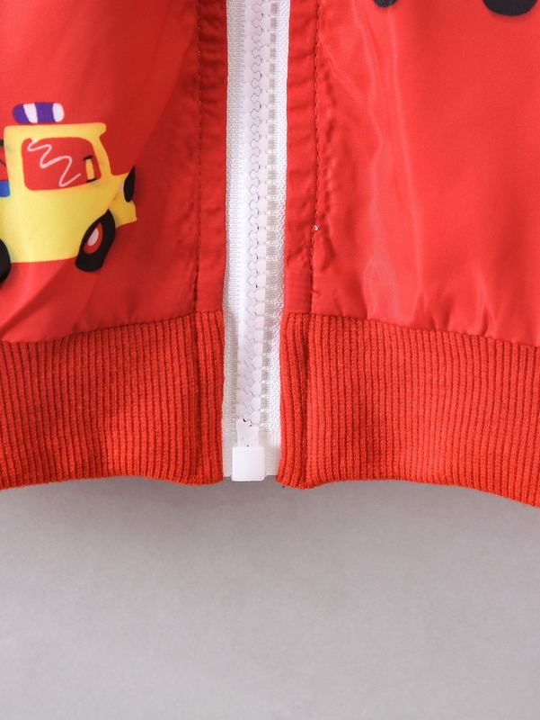 Toddler Boys Car Print Raglan Sleeve Bomber Jacket SHE