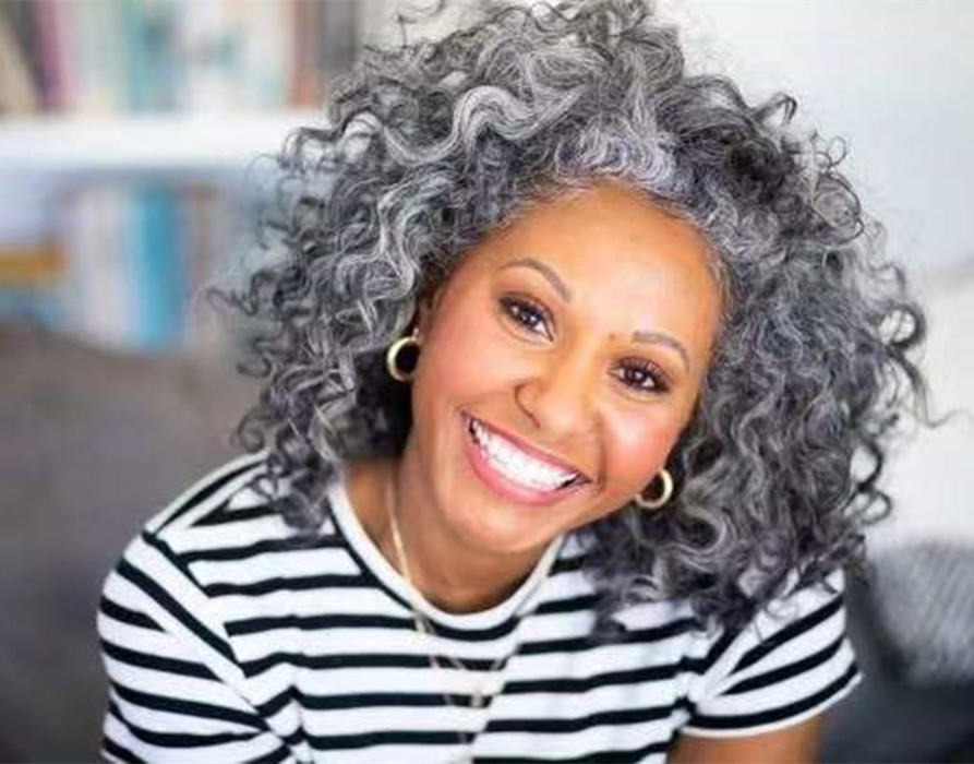 Salt and pepper grey deep curly ponytail human hair extension silver gray pony tail hairpiece 120g