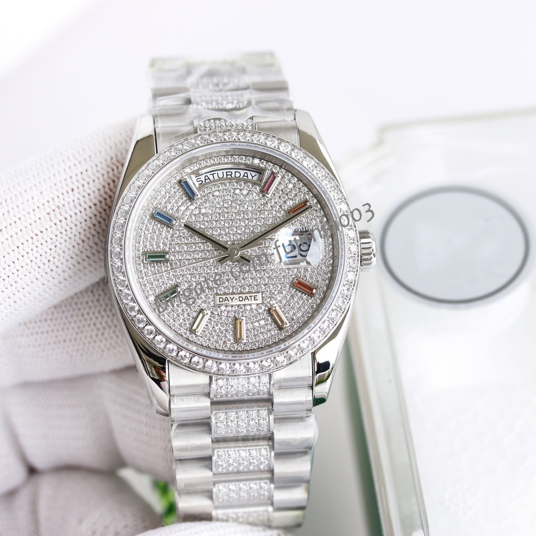 3 colors Rolix 2836 daydate automatic mechanical Diamond men's watch 36mm glamour rainbow gypsophila stainless steel sapphire glass, Silver
3 colors Rolix 2836 daydate automatic mechanical Diamond men's watch 36mm glamour rainbow gypsophila stainless steel sapphire glass, Silver