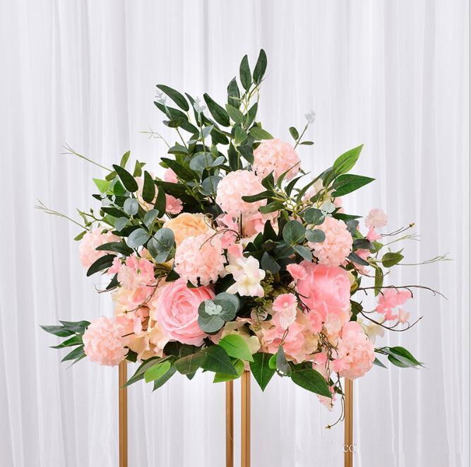 DIY Silk Rose Artificial Flowers Ball Centerpieces Head Arrangement Decor Road Lead for Wedding mall backdrop table flower ball