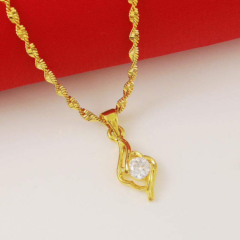 Chokers Pure Gold 24K Necklace Electroplating Zircon Crystal Pendant 2MM46CM Water Wave For Women's Wedding Jewelry GChokers
Chokers Pure Gold 24K Necklace Electroplating Zircon Crystal Pendant 2MM46CM Water Wave For Women's Wedding Jewelry GChokers
