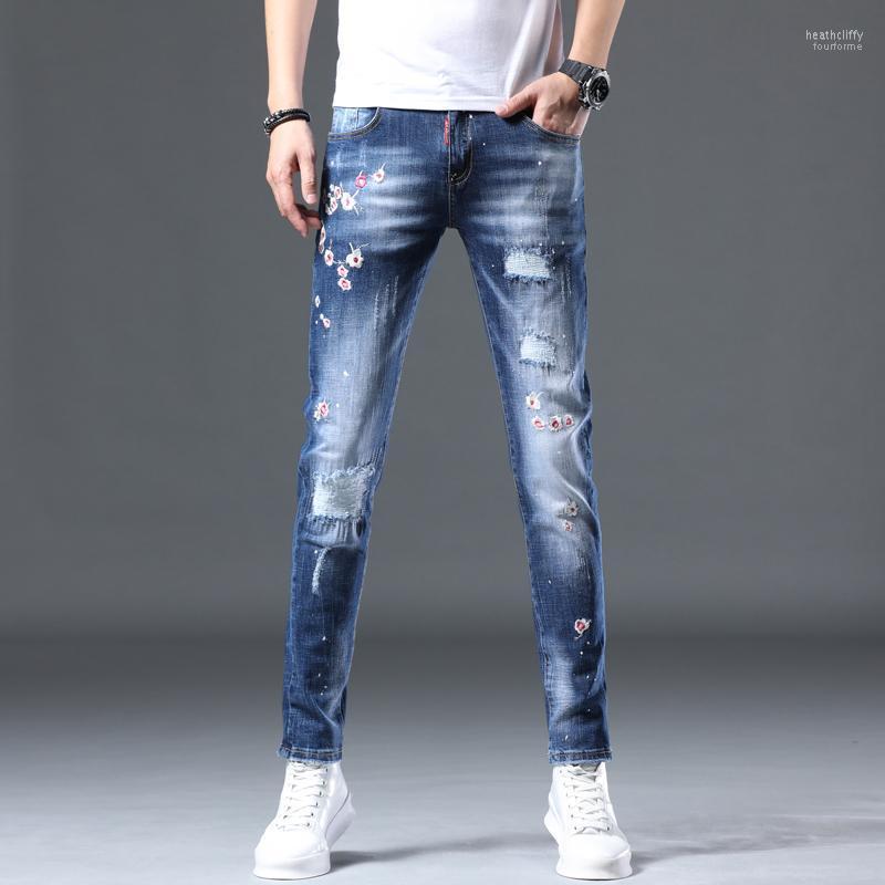 Men's Jeans High-end Embroidery Ripped Men's Tide Brand Korean Version Trend Elastic Slim Pencil Pants Casual PantsMen's Heat22, Blue
Men's Jeans High-end Embroidery Ripped Men's Tide Brand Korean Version Trend Elastic Slim Pencil Pants Casual PantsMen's Heat22, Blue