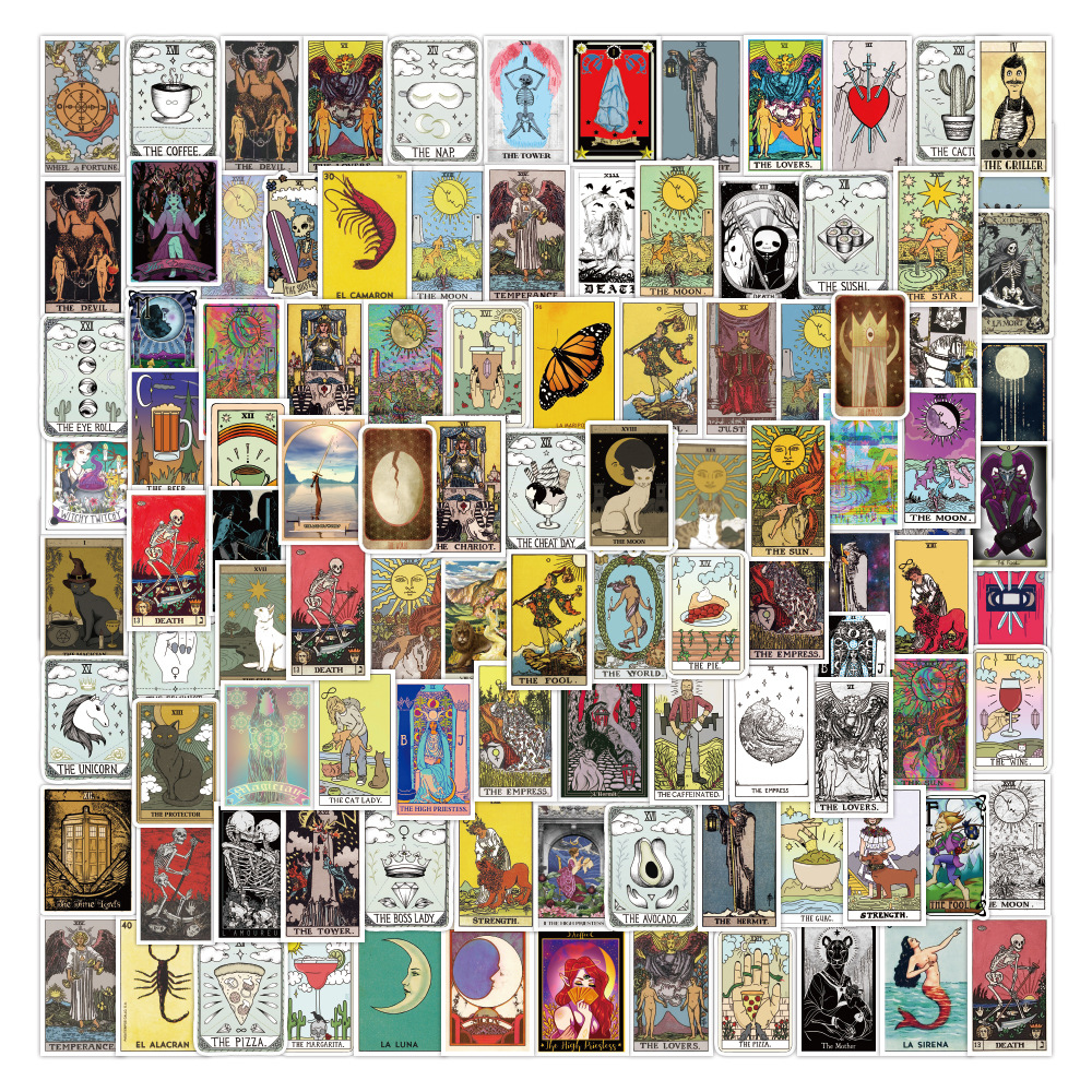 Pack of 100Pcs Wholesale Tarot Cards Stickers No-Duplicate For Luggage Skateboard Notebook Helmet Water Bottle Phone Car decals, Multi-color
Pack of 100Pcs Wholesale Tarot Cards Stickers No-Duplicate For Luggage Skateboard Notebook Helmet Water Bottle Phone Car decals, Multi-color