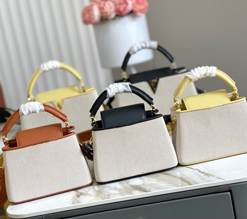 Designer Bags Capucines BB Totes Women Shoulder Crossbody Bags Taurillon Cowhide Designers Luxury Handbags Lady Purses with Embroidered straps linen handbag