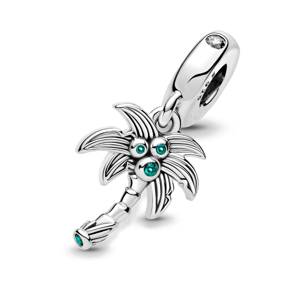 New Popular 925 Sterling Silver Palm Tree Pink Murano Glass Flamingo Silver Charm Beads For S925 Snake Bracelet DIY Jewelry