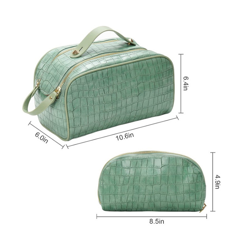 2 Pieces Travel Simple Fashion Cosmetic Case Women's Double Zipper Organizer Cosmetic Bags Tone Pattern Hand Wash Box Makeup Bag 220613