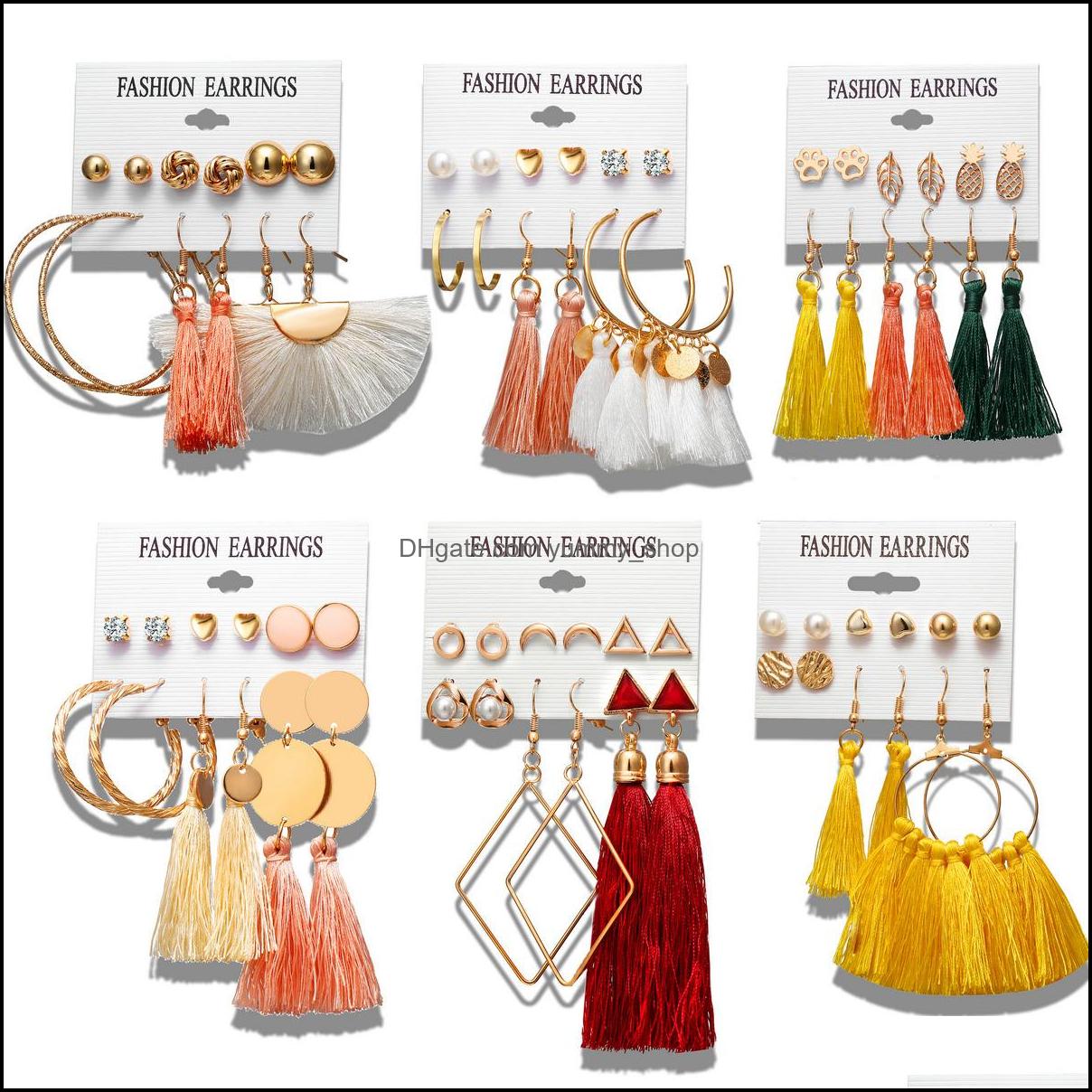 Dangle Chandelier Earrings Jewelry Layered Drop Earring Bohemian Long Tassel Thread Ball Stud For Women Chri Dhhrl