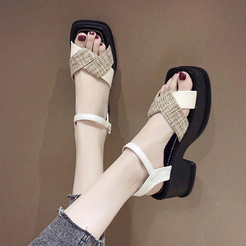 Roman Sandals Women Summer Thick With Versatile Leisure Outdoor Fairy Wind Fashion Platform Shopping High Heels