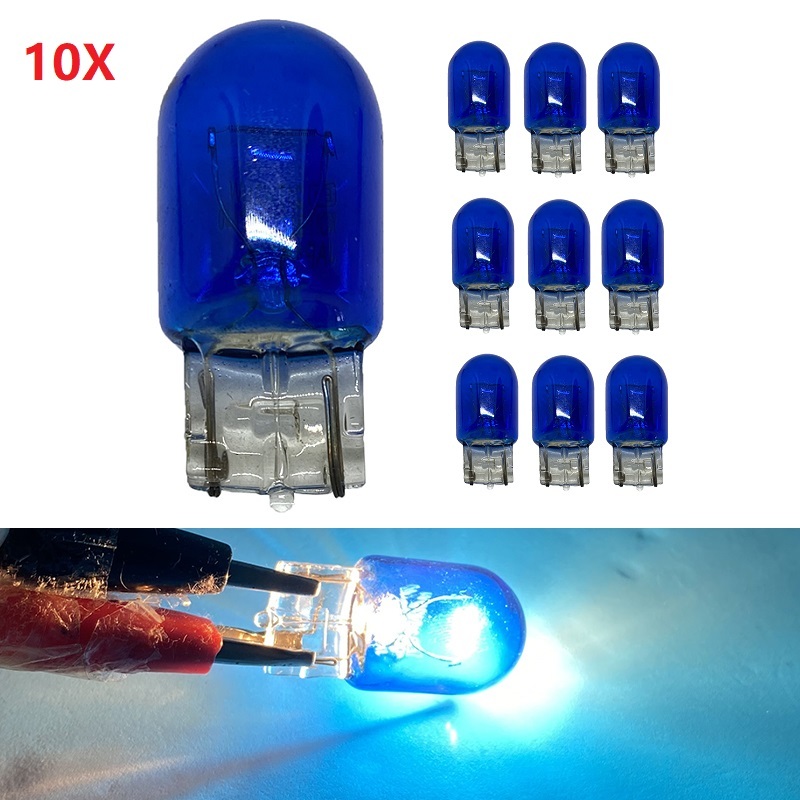 

New 10Pcs 7440 W21W 582 T20 1881 12V 21W Xenon HID Blue Glass Wedges Car Bulb External Lights Halogen Lamp Lights Automotive