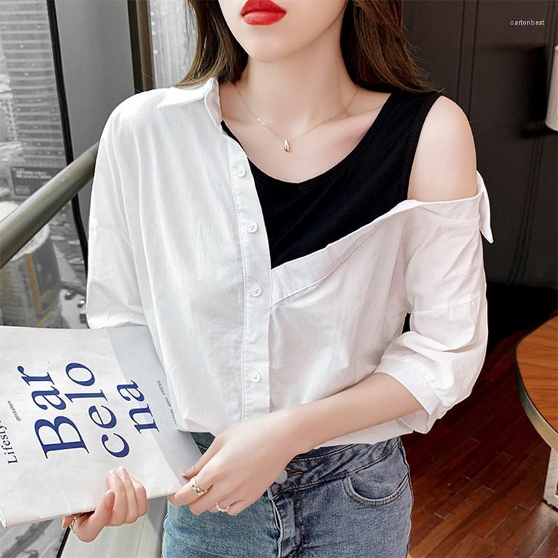 Women' Blouses & Shirts Summer Blouse Puff Sleeves Women Tops Short Sleeve Turn-down Collar Chiffon Woman Clothes White Fake Two Pieces, Pink
Women' Blouses & Shirts Summer Blouse Puff Sleeves Women Tops Short Sleeve Turn-down Collar Chiffon Woman Clothes White Fake Two Pieces, Pink