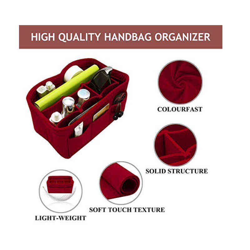 Vrouwen Vilt Cosmetische Bag Organizer Insert Multifunctionele Travel Make-Up Innerlijke Purse Fit Diverse Merk Tassen 220611