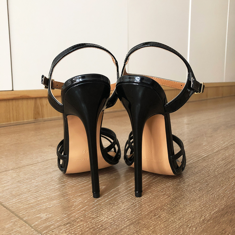 Tikicup Fetish Extreme High Heels Sexy 14cm Thin Heel Women's Sandals Ankle Strap Cross Dresser Gay Drag Queen Unisex Shoes Plus 220328