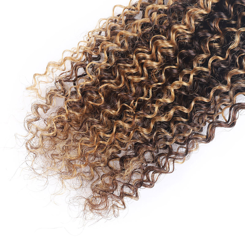 Brazilian Human Hair P4/27 Piano Color Kinky Curly Double Wefts With 4X4 Lace Closure 5 Pcs/lot Yirubeauty