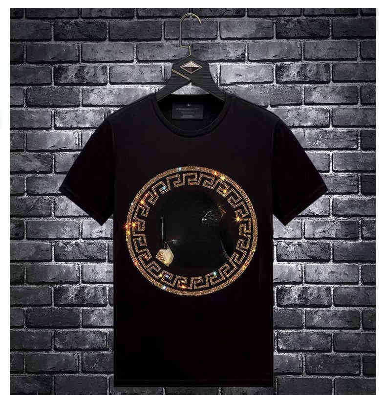Summer Men's Fashion Brand Drill T-shirt Short Sleeve Medusa Round Neck Half Large t shirts for poloshirt shirt men, White
Summer Men's Fashion Brand Drill T-shirt Short Sleeve Medusa Round Neck Half Large t shirts for poloshirt shirt men, White