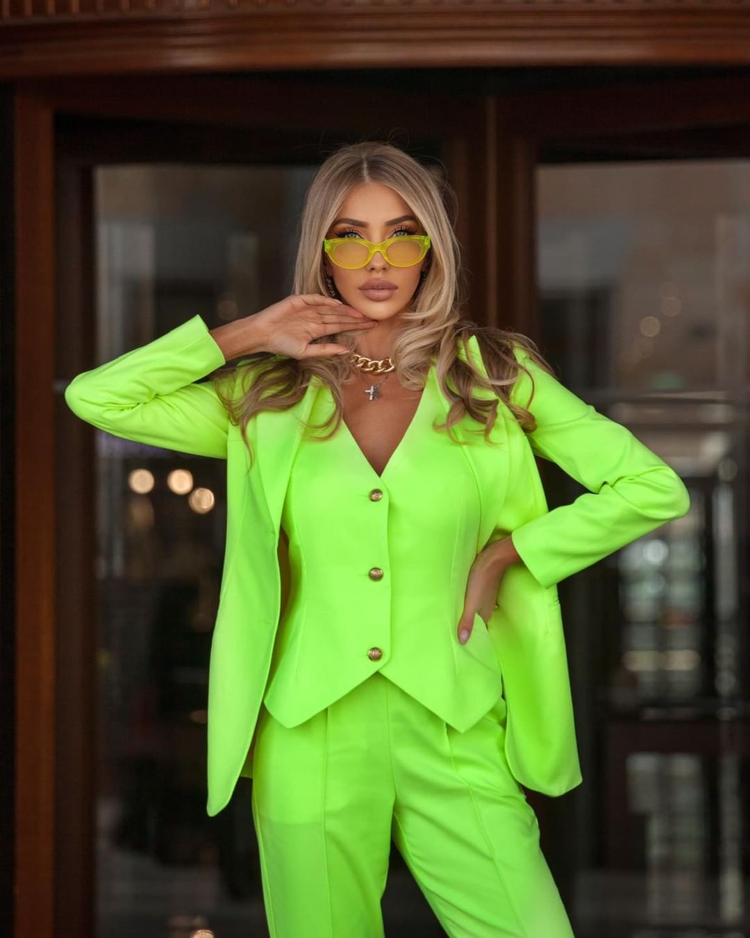 Bright Green Slim Women Pants Suits Ladies Prom Evening Guest Formal Wear Custom Made 3 Pieces