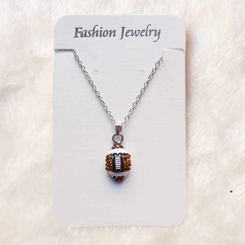 Sporty Diamond Crystal Necklace Volleyball Softball Baseball Football Soccer Sport Necklaces for Men Women Fan Jewelry Top Quality