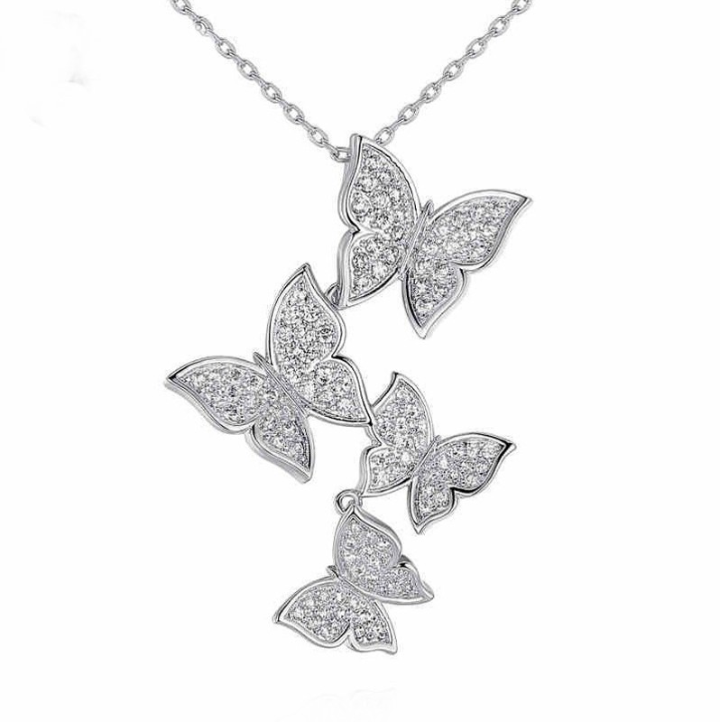 Fashion Multiple Zircon Butterfly Necklaces & Pendants For Women Jewelry Wedding Chokers Necklace Gifts