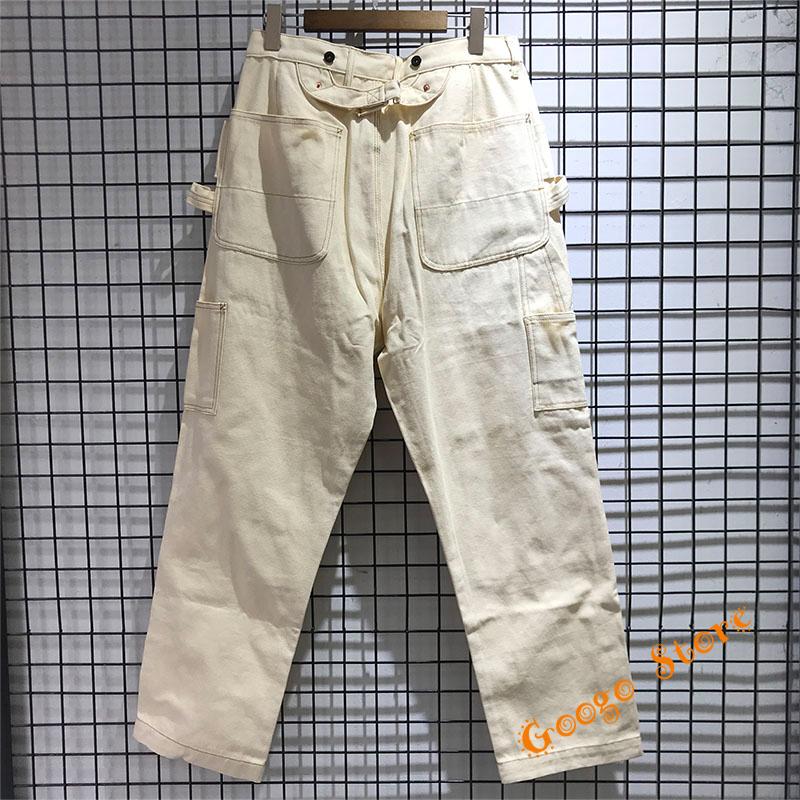 Men's Pants Heavy Fabric Canvas Multi-pocket KAPITAL Cargo Men Women Quality Multi-Line Trousers Black Apricot PantsMen's