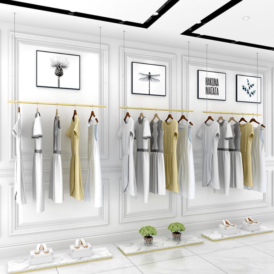 Clothing store window display rack Commercial Furniture wedding dress show side hanging wall hanger hanging silver stainless steel