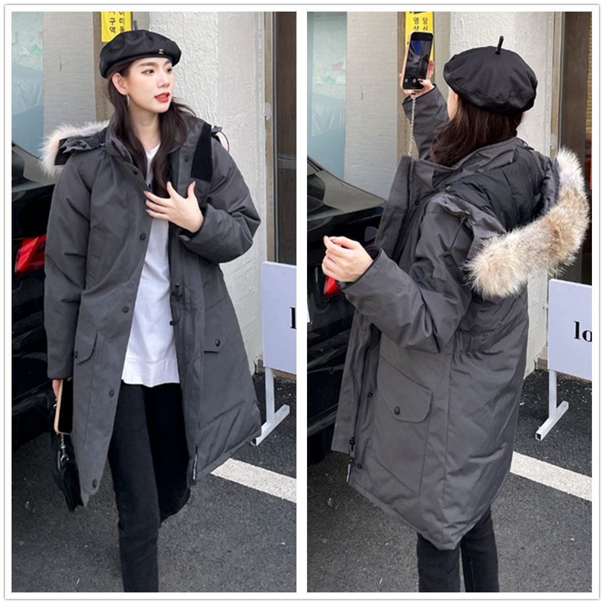 Winter Down Jackets Hoodie Real Wolf Fur Holder Womens Jack…