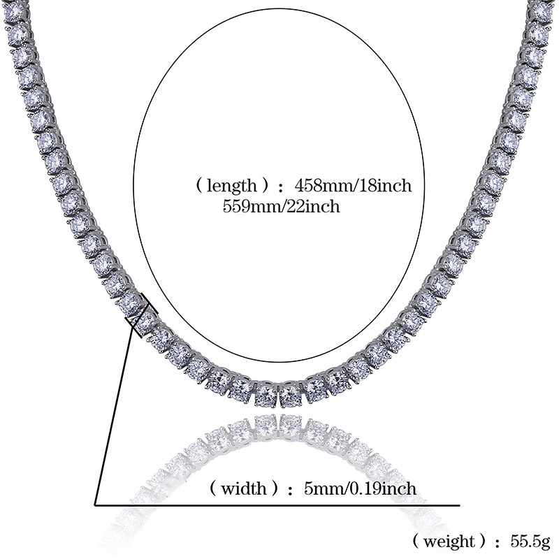 3 5mm Iced Out Tennis Necklaces AAA Cubic Zirconia Copper Dia Designer 1 Row Fashion Hip Hop Jewelry for Men Women Gold Sier Couples Love Bg Chains Gi