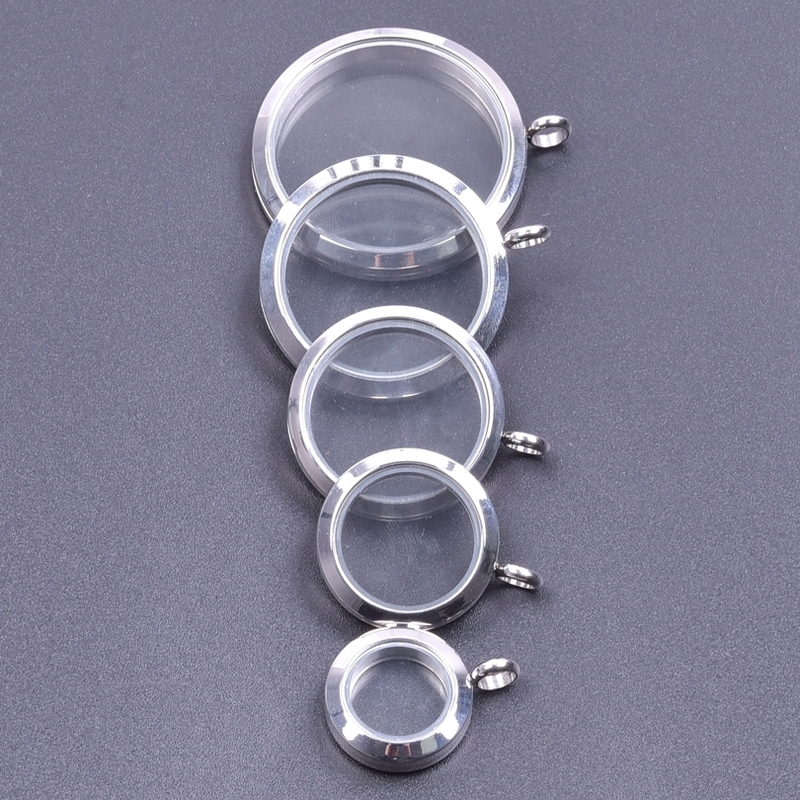10Pcs Stainless Steel Round Po Memory Locket Pendant For Floating Twist Picture Necklaces Keychain Jewelry Making 220411