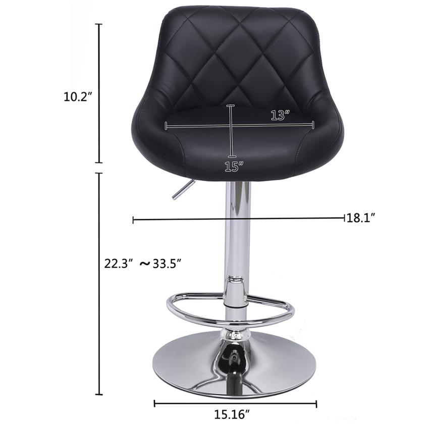 WACO Modern Bar Stools High Tools Type 2pcs Adjustable Chair Disk Rhombus Backrest Design Dining Counter Pub Chairs Black286M5723841