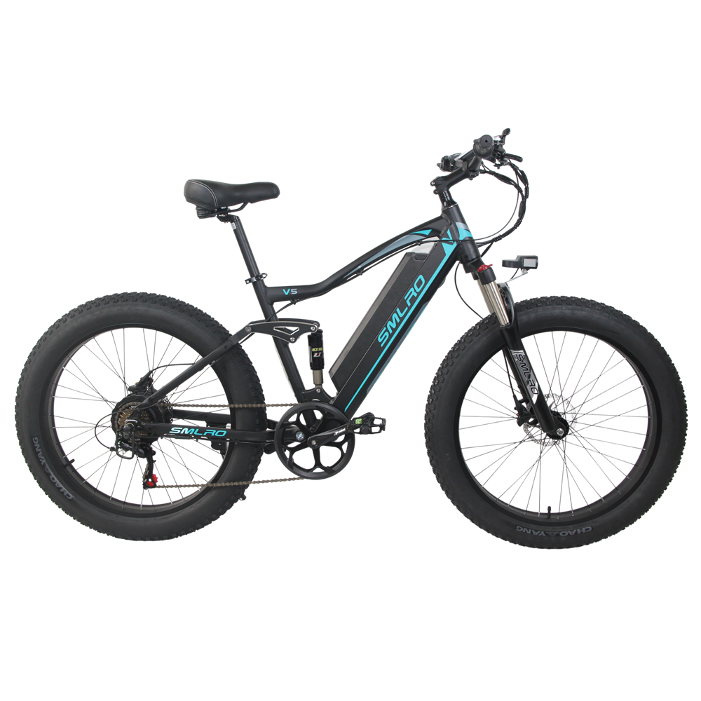 SMLRO V5 26 Inch 4.0 Fat Tire Electric Bike Hidden Battery Full Suspension 48V13AN1000W Electric Bicycle 7 Speeds