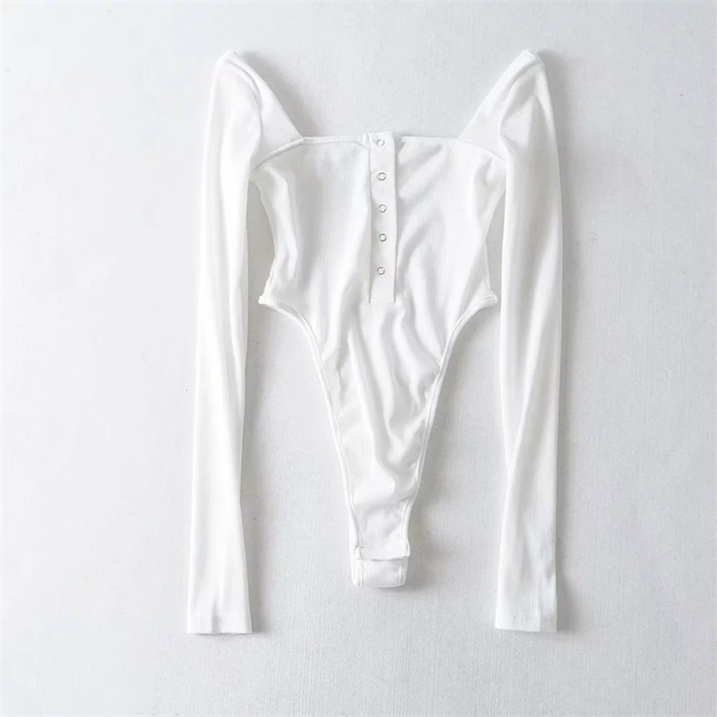 Sexy backless bodycoy bodysuit women long sleeve rompers womens jumpsuit Streetwear Stretch black white Jumpsuit Overalls 210521