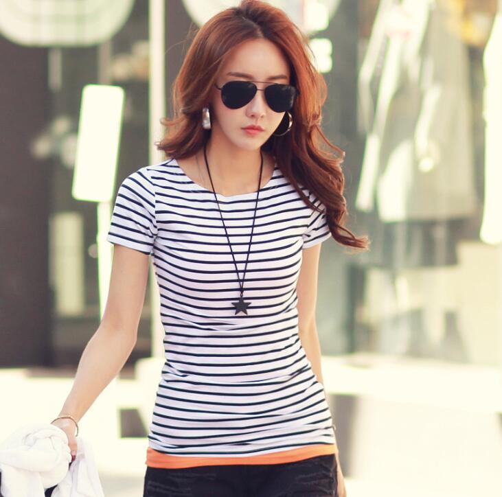 Women' Polos Elastic Women' T-Shirt Short Sleeve Casual Ladies Simple Crew Neck Summer Thin Stretch Slim Fit Top Tee Round NeckWomen, White stripes
Women' Polos Elastic Women' T-Shirt Short Sleeve Casual Ladies Simple Crew Neck Summer Thin Stretch Slim Fit Top Tee Round NeckWomen, White stripes