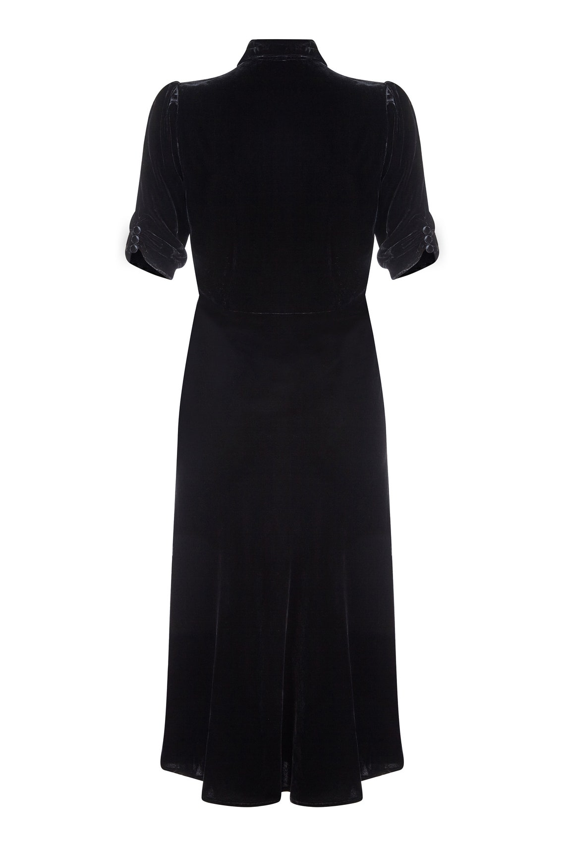 Vintage Black Velvet Mother Of The Bride Dresses Tea Length V-Neck Women Guest Wedding Party Gowns Fall 2022 Elegant Groom Mom Short Sleeve Sheath Eve