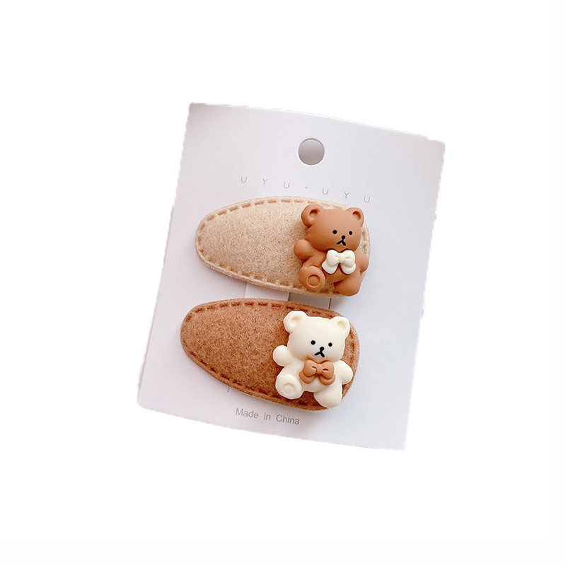 2 Buah Jepit Rambut Anak Jepit Rambut Beruang Lucu untuk Bayi Perempuan Model Koren Fashion Baru Aksesori Rambut Anak Bando Busur 220611