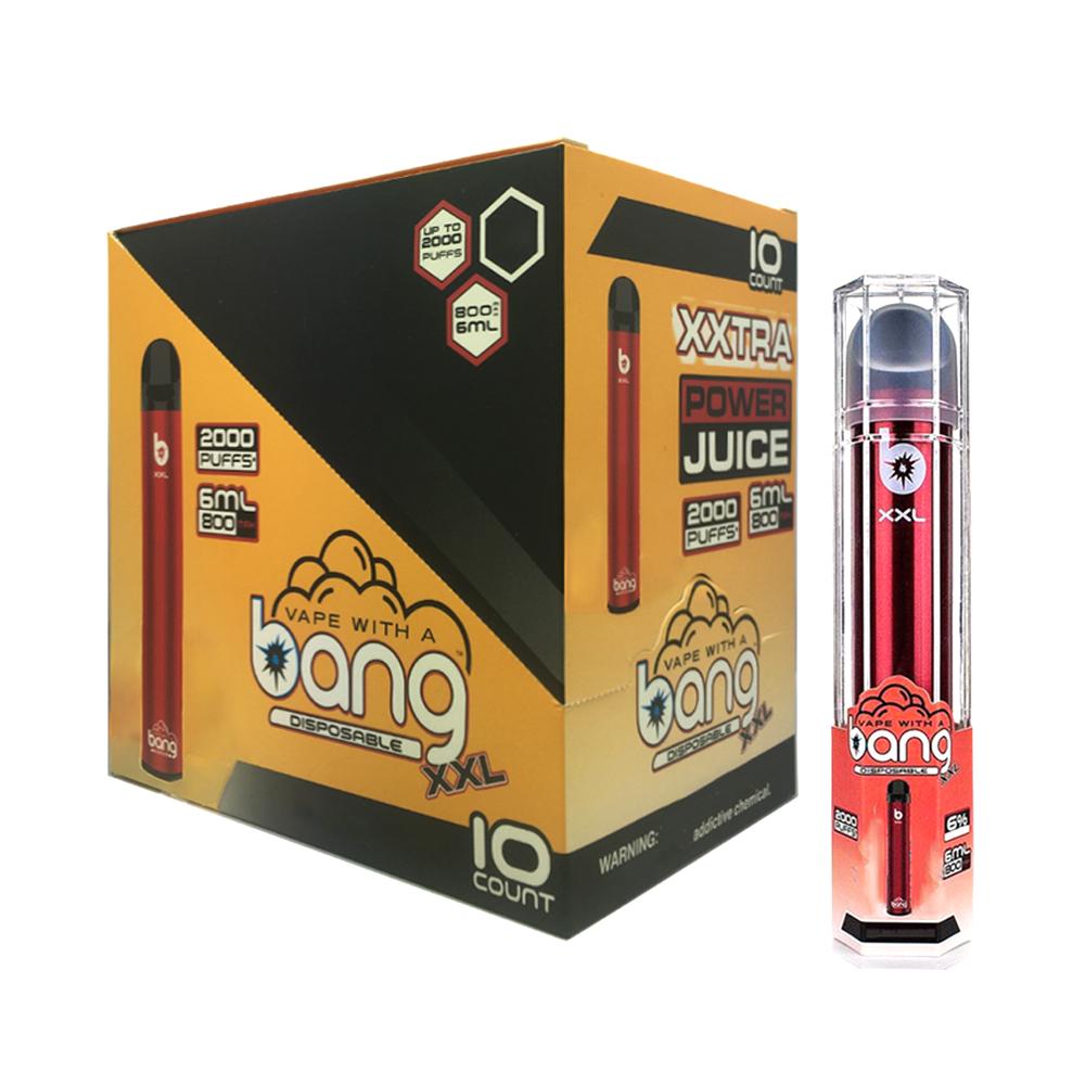 Bang XXL kit disposable vape 2000 puffs electronic cigarette vapes pod pens vapor Pre-filled pods 6ml cartridge shisha pen e cigar 800mah vaporizer
Bang XXL kit disposable vape 2000 puffs electronic cigarette vapes pod pens vapor Pre-filled pods 6ml cartridge shisha pen e cigar 800mah vaporizer