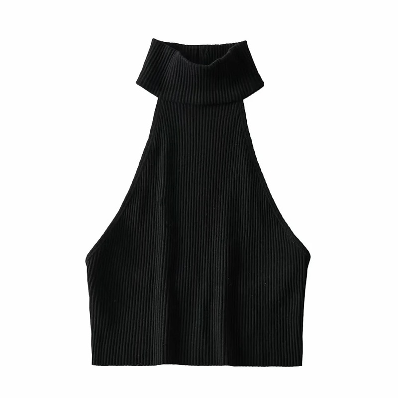 Knitted short Tank tops women Summer Sexy Style Women's Clothing Narrow Shoulder Backless Sleeveless Vest Female 220325