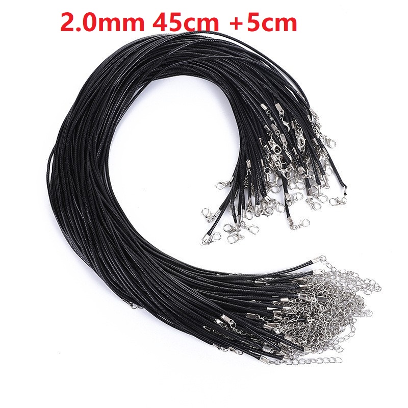 45cm 60cm Black 15mm 20mm Wax Rope Lobster Clasp Chains for Necklace Lanyard Jewelry Pendant Cords Making ACC8544990