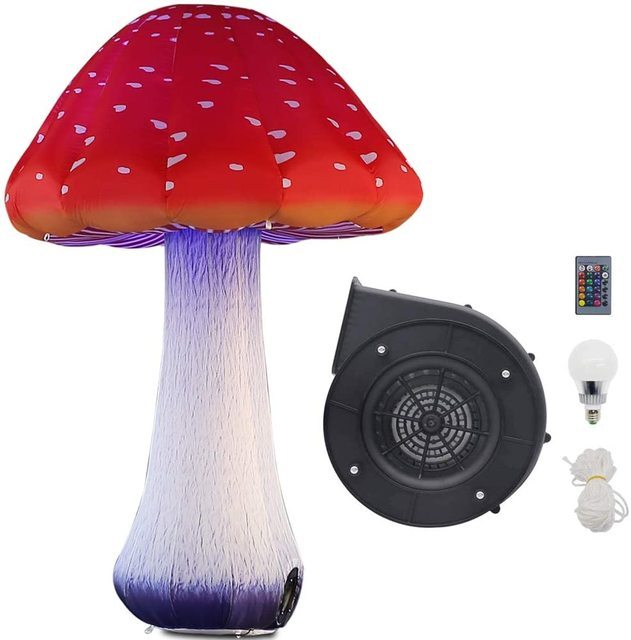 Customized Double Red Giant Inflatable Mushroom With LED And Blower For Outside Christmas Party Stage Event Decorations