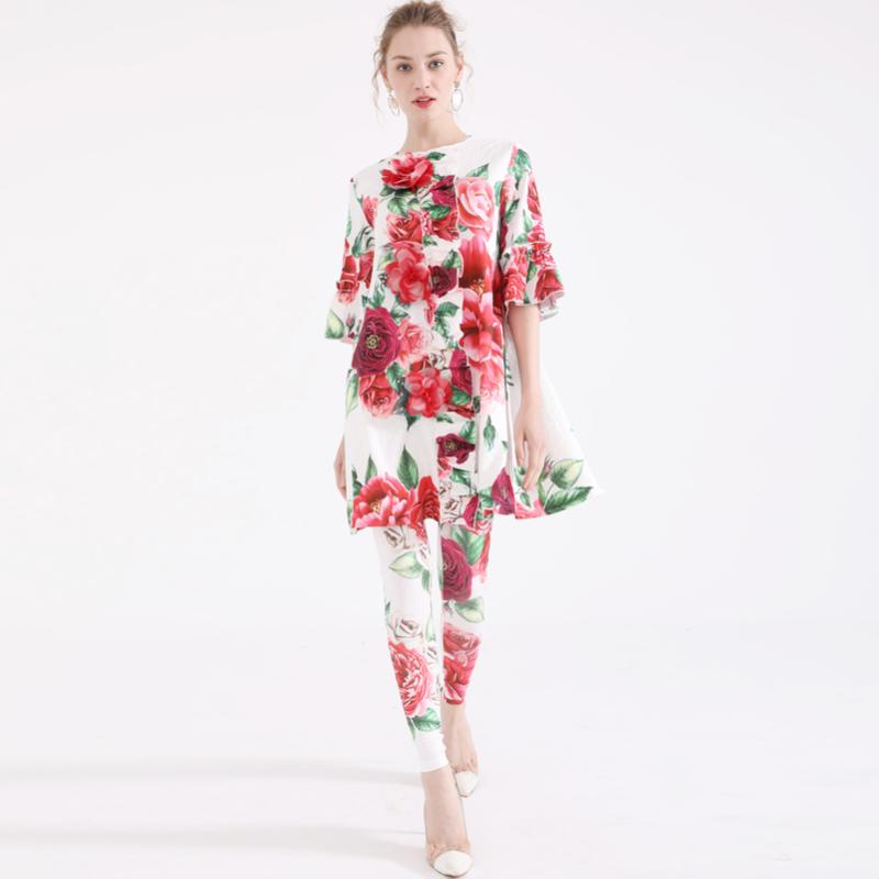 Women' Two Piece Pants Designer Runway Suit Sets Women' Half Sleeve Long Top Full Length Vintage Floral Print 2 SetWomen, As pic
Women' Two Piece Pants Designer Runway Suit Sets Women' Half Sleeve Long Top Full Length Vintage Floral Print 2 SetWomen, As pic