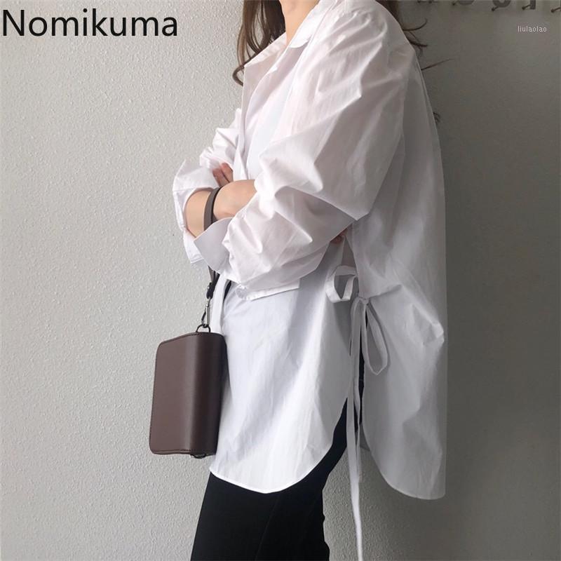 Nomikuma White Blouse Women Solid Color Casual Loose Single Breasted Shirts Side Split Lace Up Fashion Tops Blusas Mujer 3a731 Women's Blous, Blue blouse
Nomikuma White Blouse Women Solid Color Casual Loose Single Breasted Shirts Side Split Lace Up Fashion Tops Blusas Mujer 3a731 Women's Blous, Blue blouse