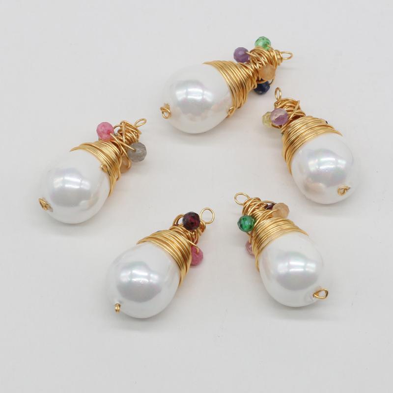 Charms Handmade Natural Stone Shell Beads Wrapped With Copper Wire Pendant 12x25mm For DIY Earrings Jewelry Making AccessoriesCharms
Charms Handmade Natural Stone Shell Beads Wrapped With Copper Wire Pendant 12x25mm For DIY Earrings Jewelry Making AccessoriesCharms