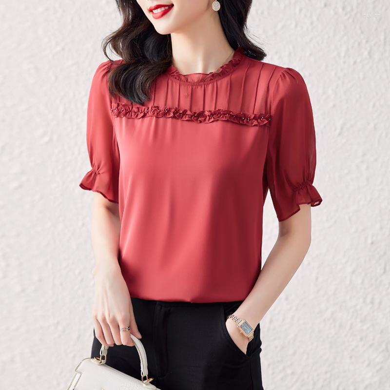 Women's Blouses & Shirts Red Color Summer Short Sleeve Chiffon Women 2022 Design Korean Fashion Office Lady Tops O-Neck Casual BlousesWomen'
Women's Blouses & Shirts Red Color Summer Short Sleeve Chiffon Women 2022 Design Korean Fashion Office Lady Tops O-Neck Casual BlousesWomen'