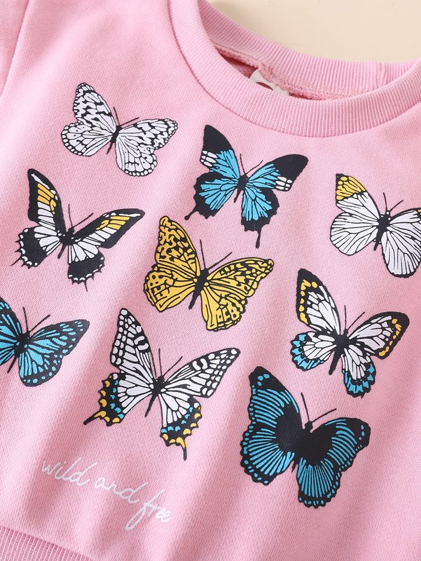 Baby Butterfly & Slogan Graphic Sweatshirt SHE