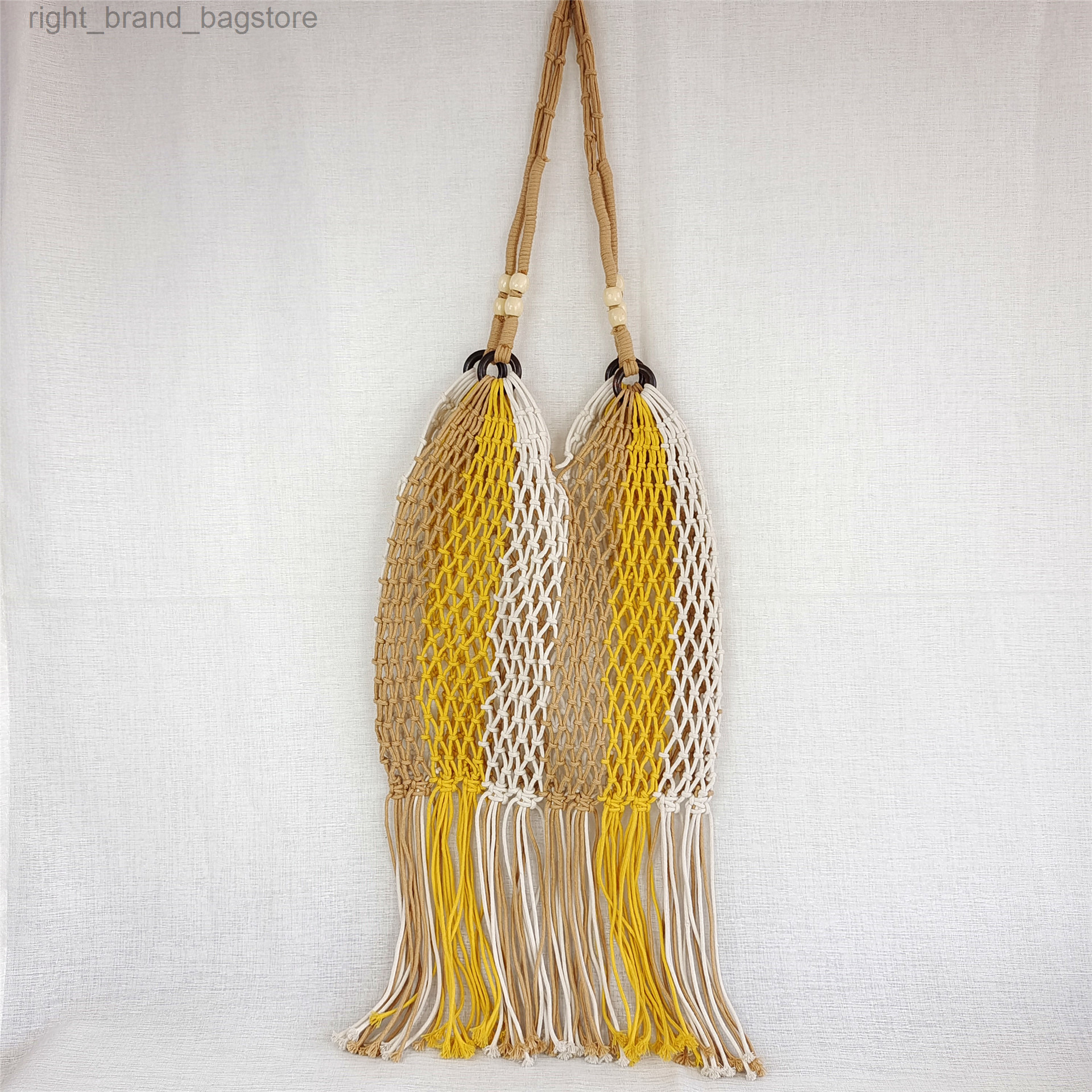 Women Shoulder Bag Color Stripe Rope Crochet Tote Tassel Knitting Shopper Bags for Women Handbags Bohemian Hollow Woven Bags New W220813, Yellow
Women Shoulder Bag Color Stripe Rope Crochet Tote Tassel Knitting Shopper Bags for Women Handbags Bohemian Hollow Woven Bags New W220813, Yellow