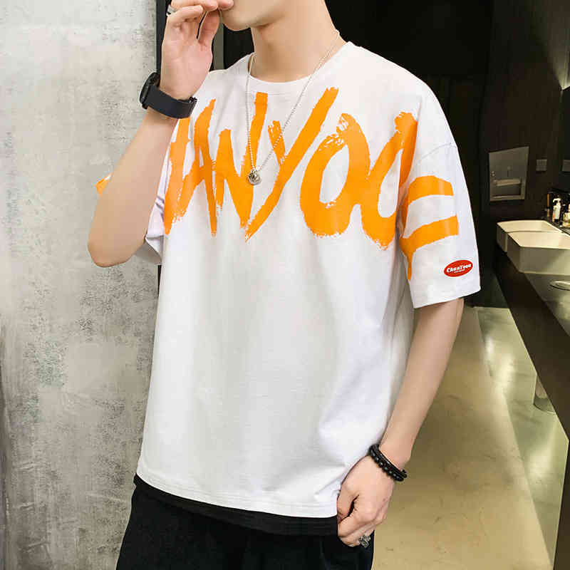 men's short sleeve summer fashion brand trend bottoming shirt round neck pullover ins2022 casual T-shirt men, White
men's short sleeve summer fashion brand trend bottoming shirt round neck pullover ins2022 casual T-shirt men, White