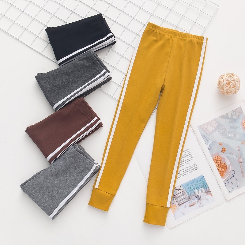 Fall/Winter Girl Pants Pure Color Side Stripe Sports Leggings for Kid Girls Sweatpants Kids Leggings Sport Trousers Outwear 220512