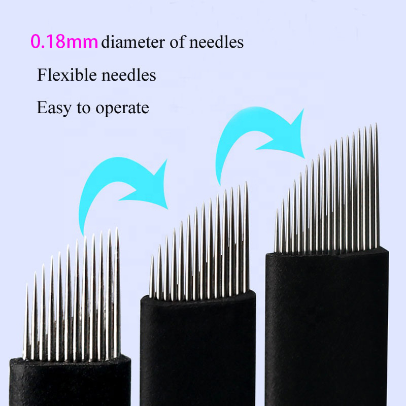 100pcs 0.18mm Lamina Tebori Flex Microblading 12 14 16 18 U shape Tattoo needles for Permanente makeup Eyebrow Blades Manual pen 220316
