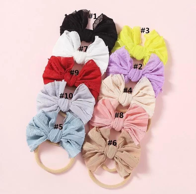 10color Fit All Baby Large Bow Girls Headband Nylon Big Bowknot Headwrap Kids for Hair Skinny Head Turban Infant Newborn Headbands